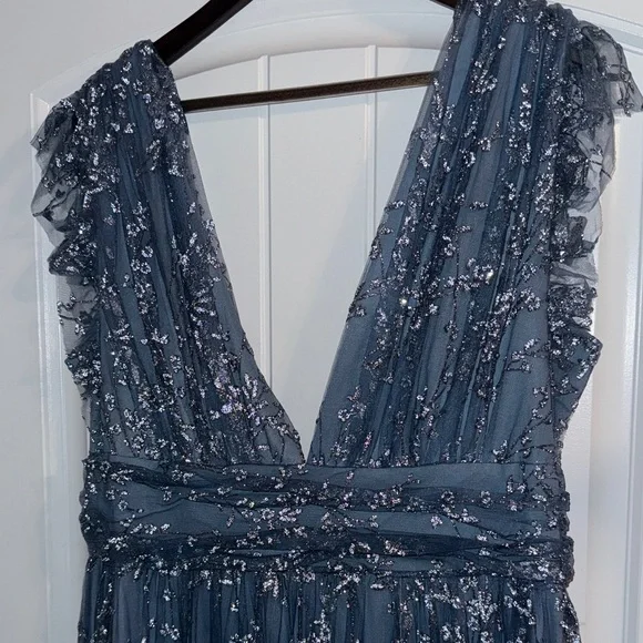 Elegant Blue Embellished Gown - Picture 2 of 6